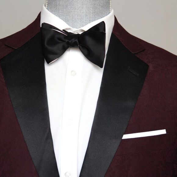 Men's bow tie Silk Pink Black Reversible Self - tied Bow tie Gift Box - Picture 10 of 13